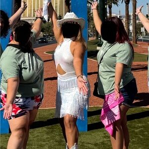 White Fringe Sleeveless Dress